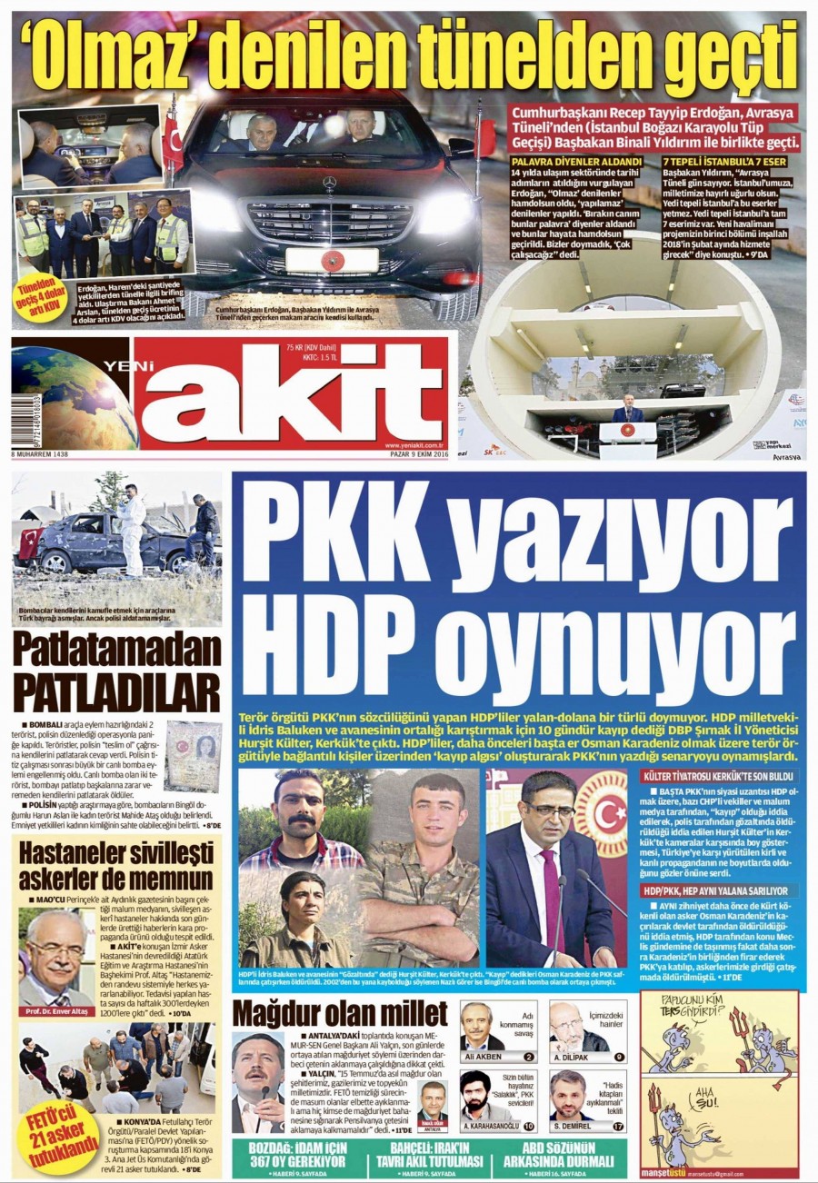 9 Ekim 2016 gazete manşetleri - 701