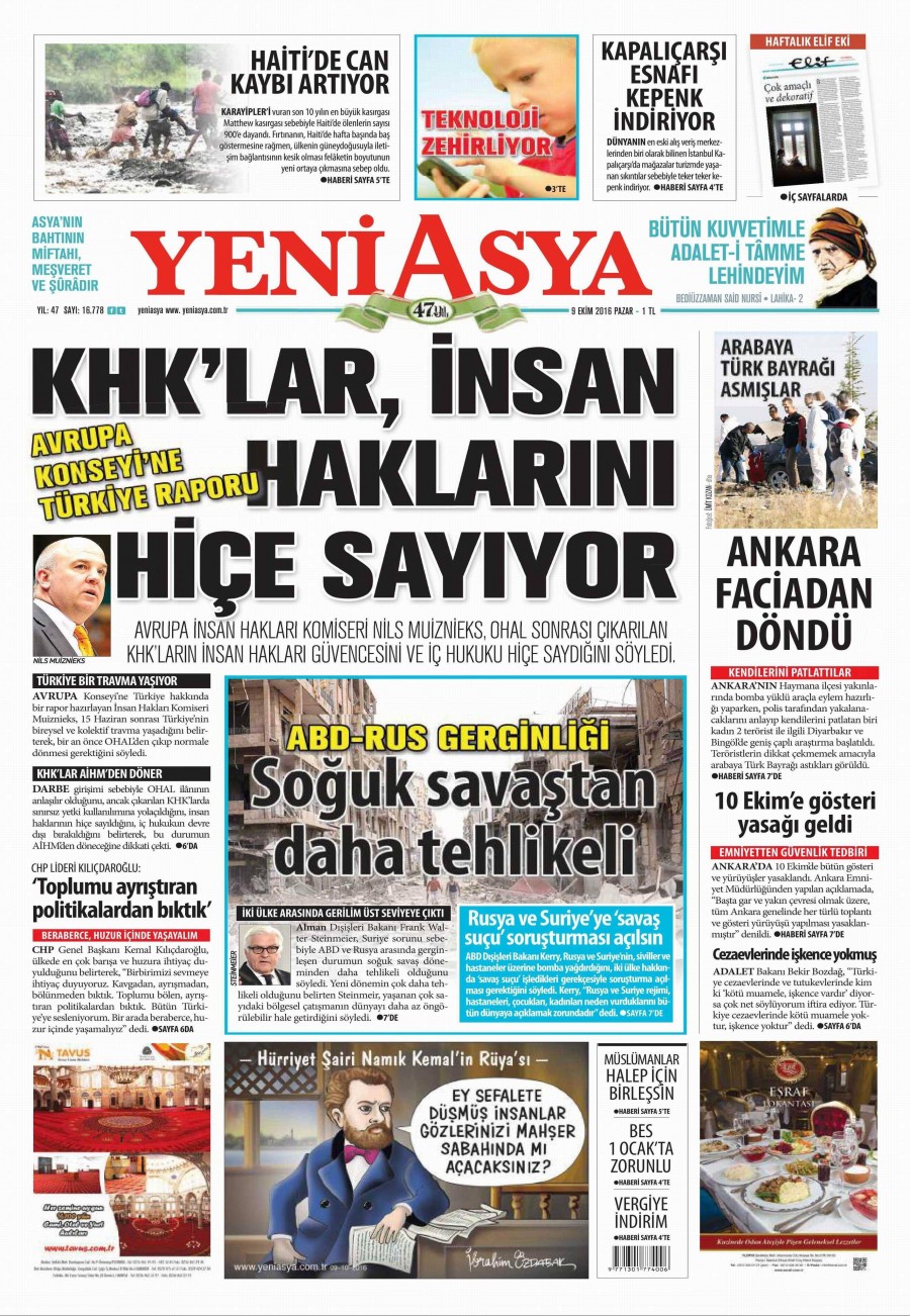 9 Ekim 2016 gazete manşetleri - 799