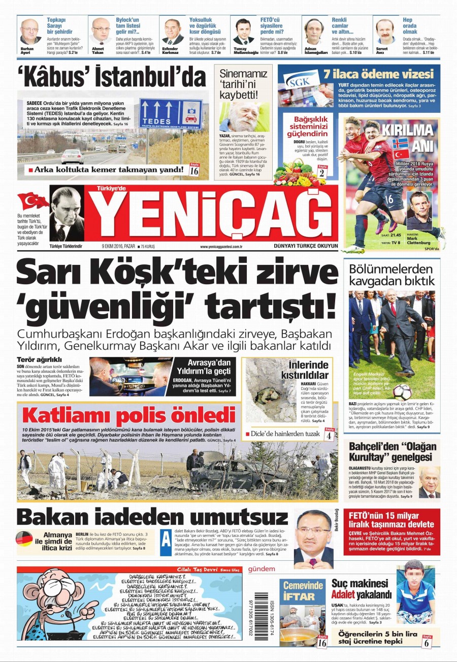 9 Ekim 2016 gazete manşetleri - 802