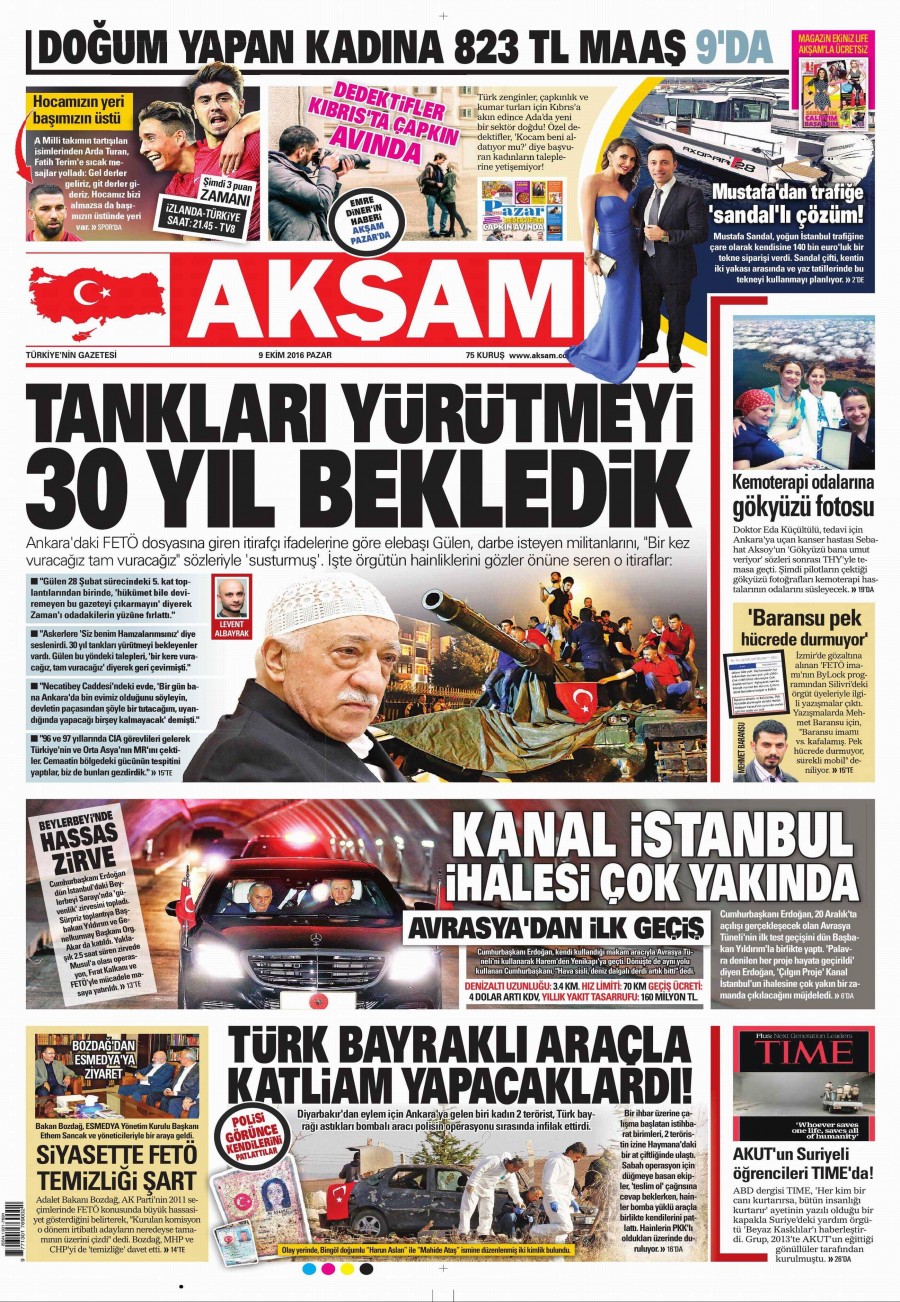 9 Ekim 2016 gazete manşetleri - 834