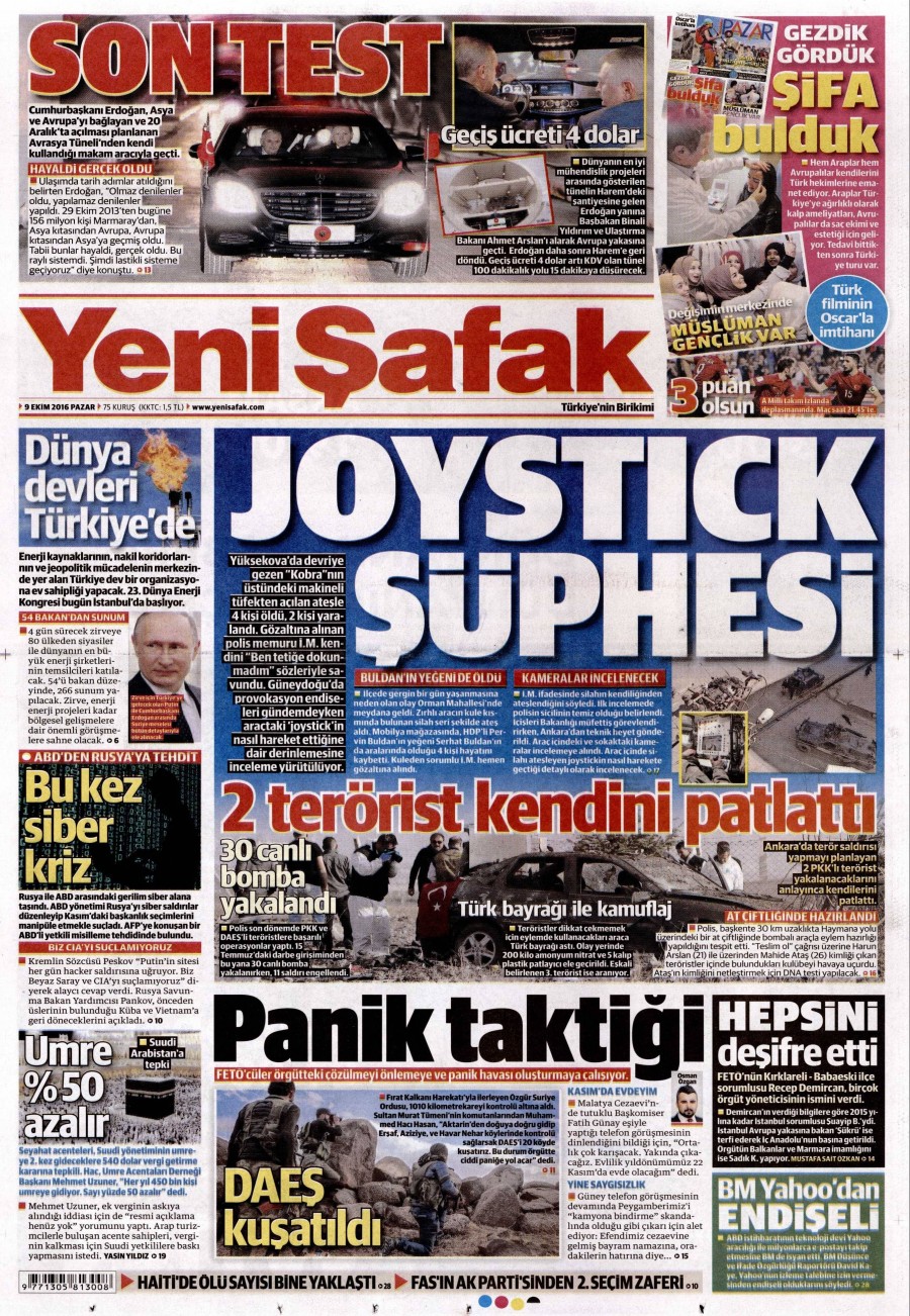 9 Ekim 2016 gazete manşetleri - 843