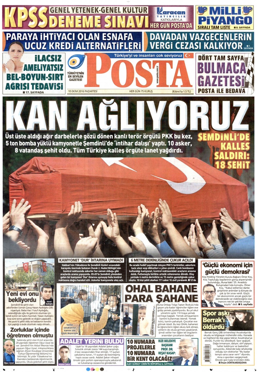 10 Ekim 2016 gazete manşetleri - 695