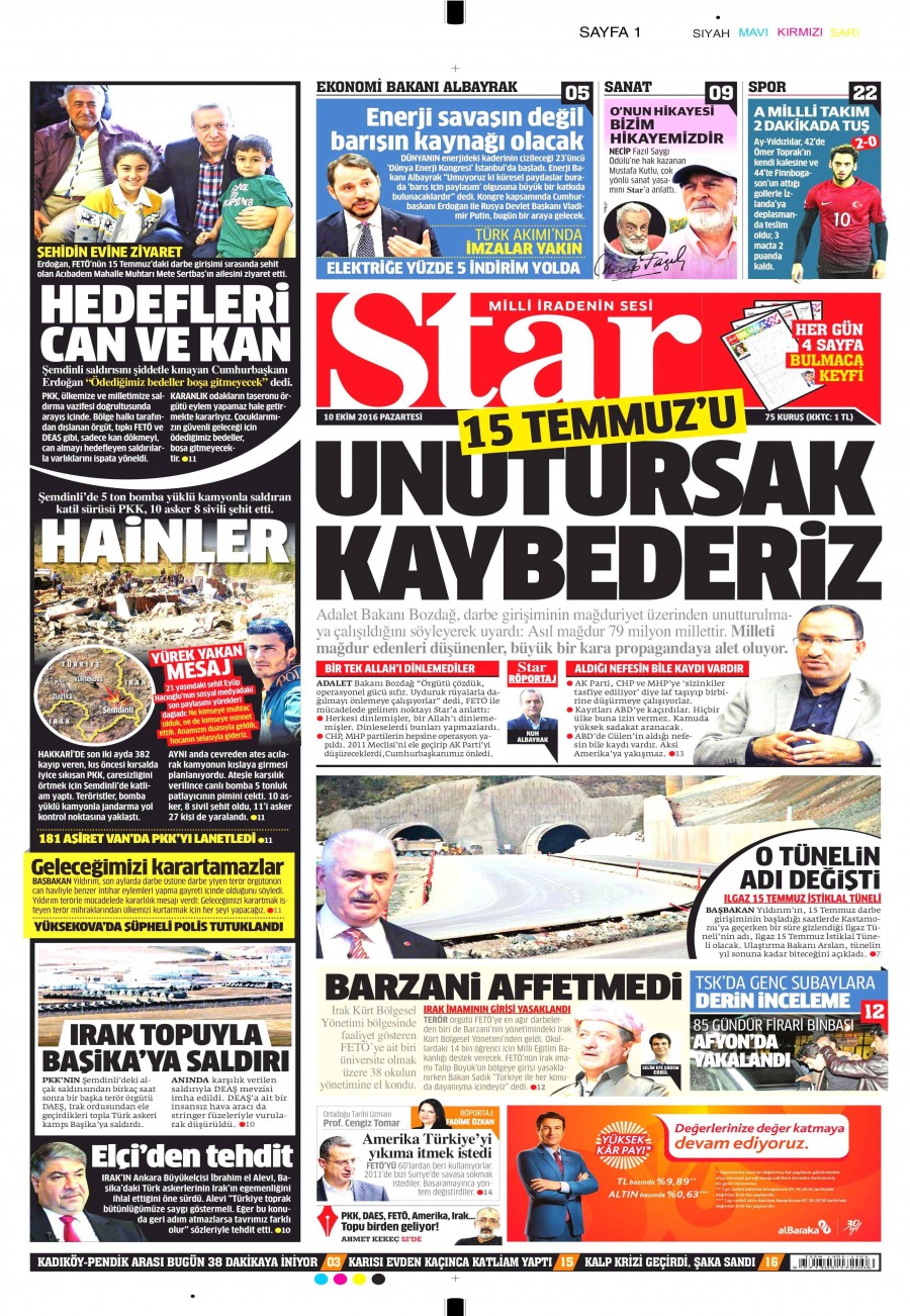 10 Ekim 2016 gazete manşetleri - 531