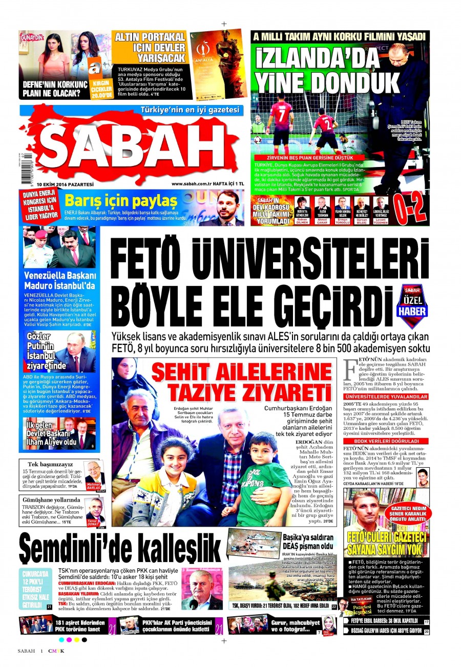 10 Ekim 2016 gazete manşetleri - 949