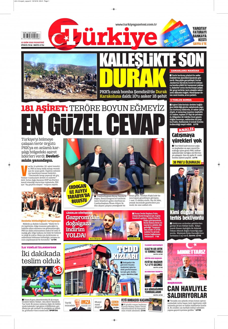 10 Ekim 2016 gazete manşetleri - 819