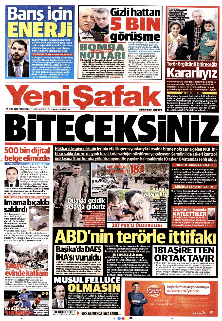 10 Ekim 2016 gazete manşetleri - 612