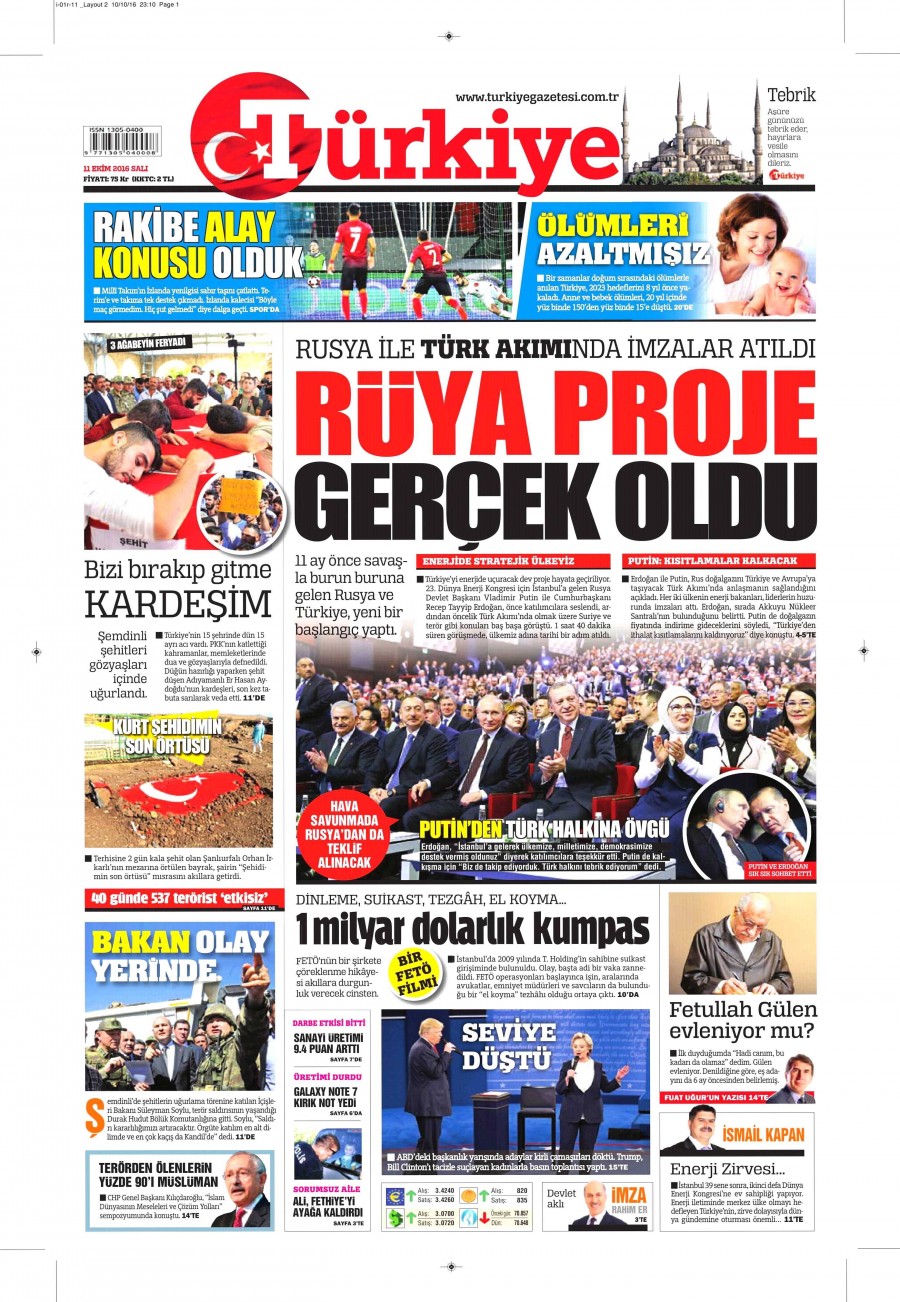 11 Ekim 2016 gazete manşetleri - 565