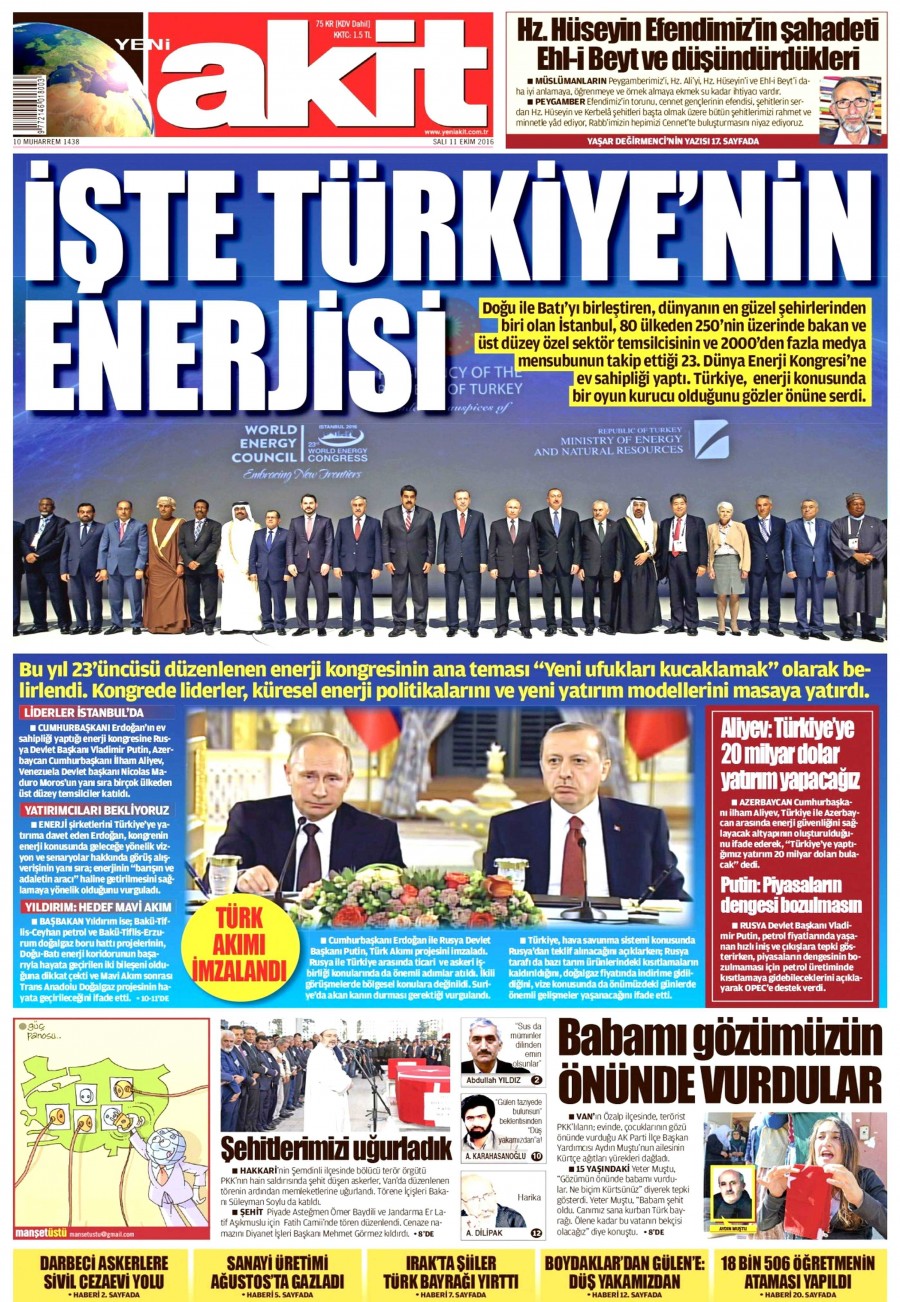 11 Ekim 2016 gazete manşetleri - 823