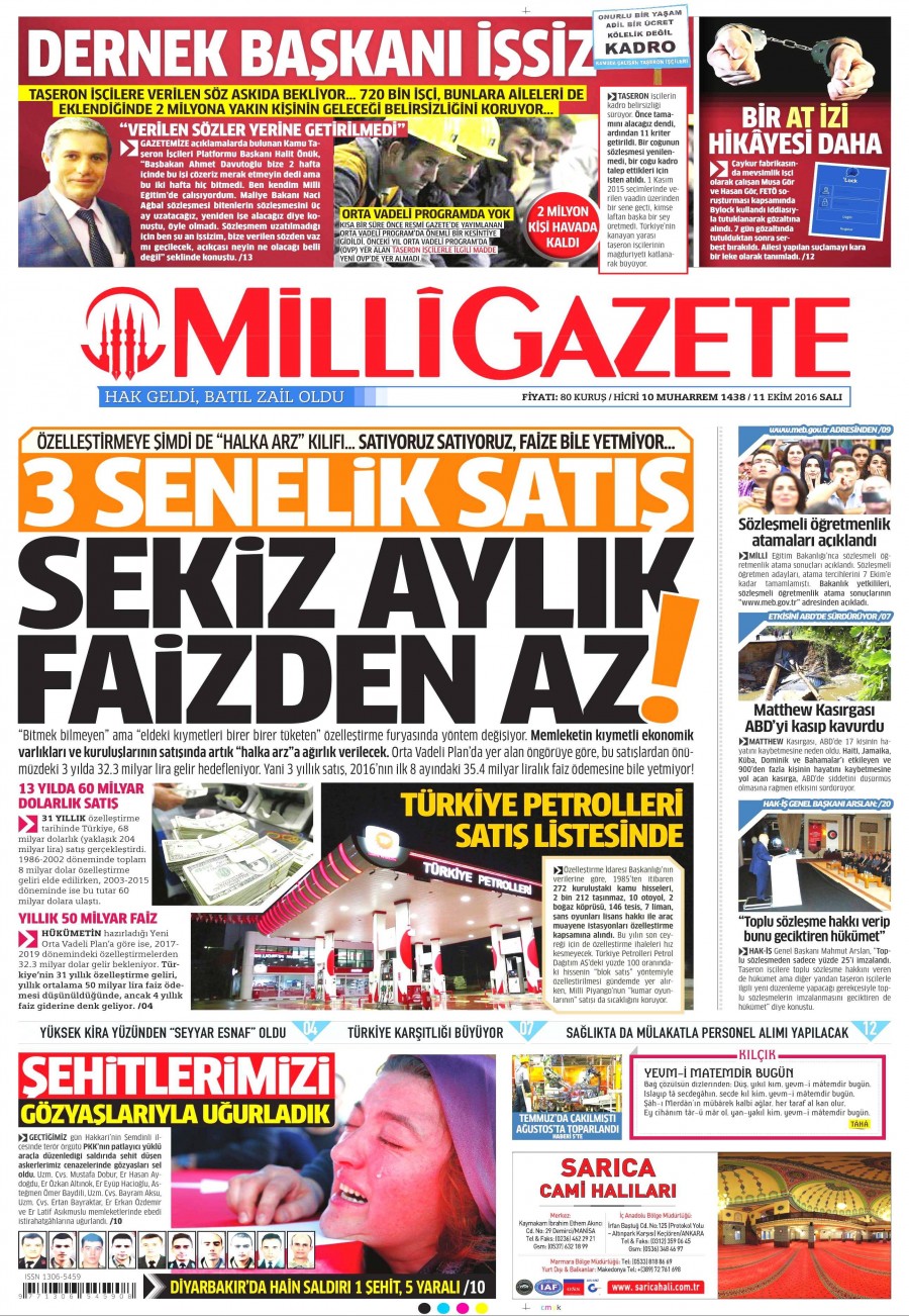 11 Ekim 2016 gazete manşetleri - 531
