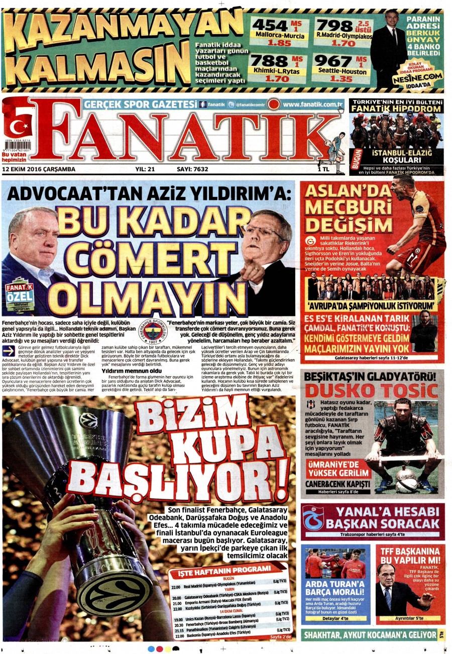 12 Ekim 2016 gazete manşetleri - 718