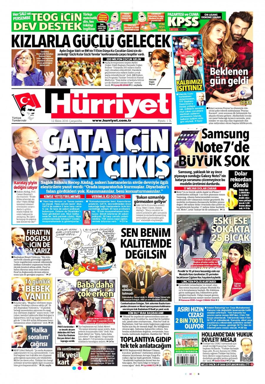 12 Ekim 2016 gazete manşetleri - 699