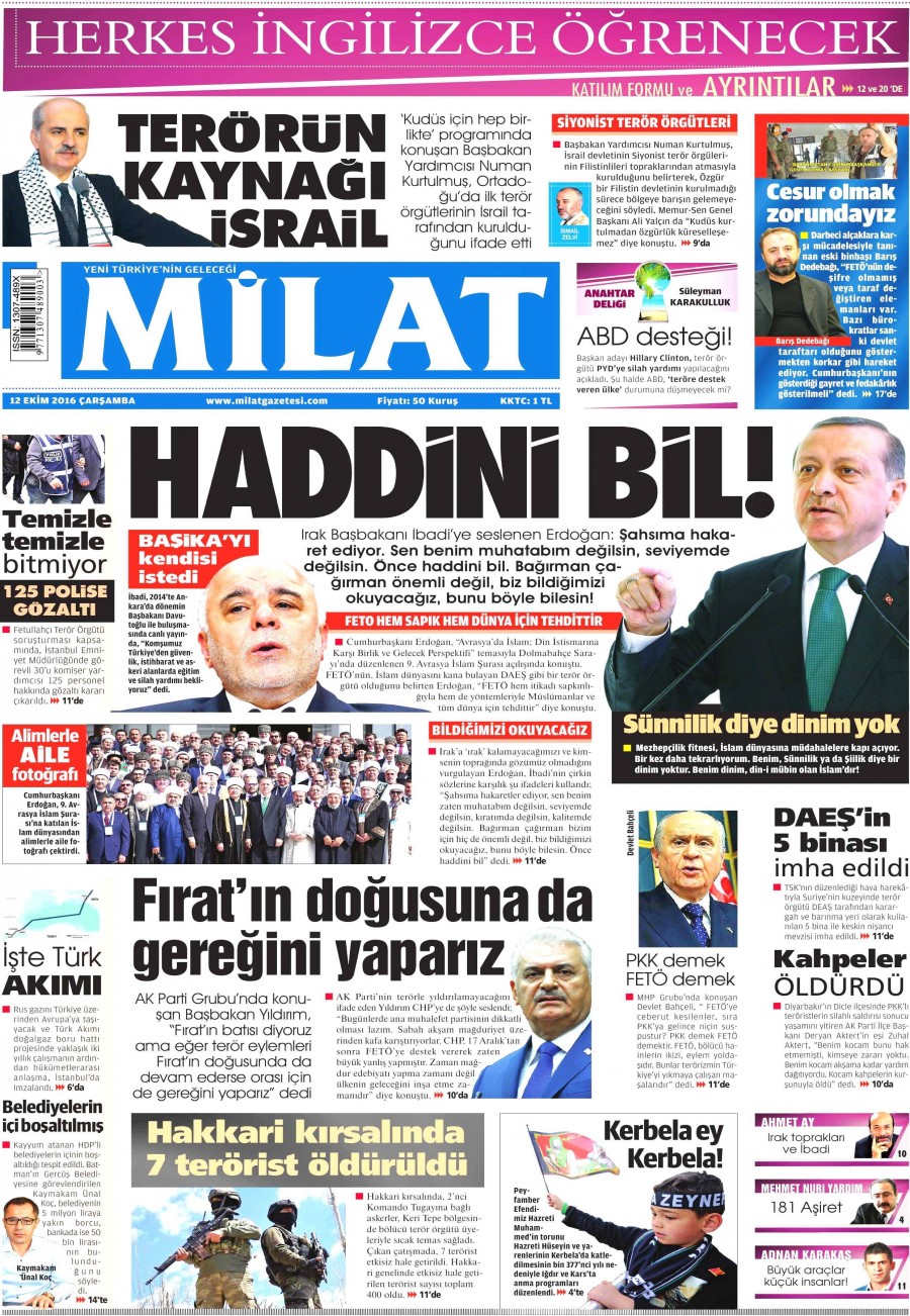 12 Ekim 2016 gazete manşetleri - 797