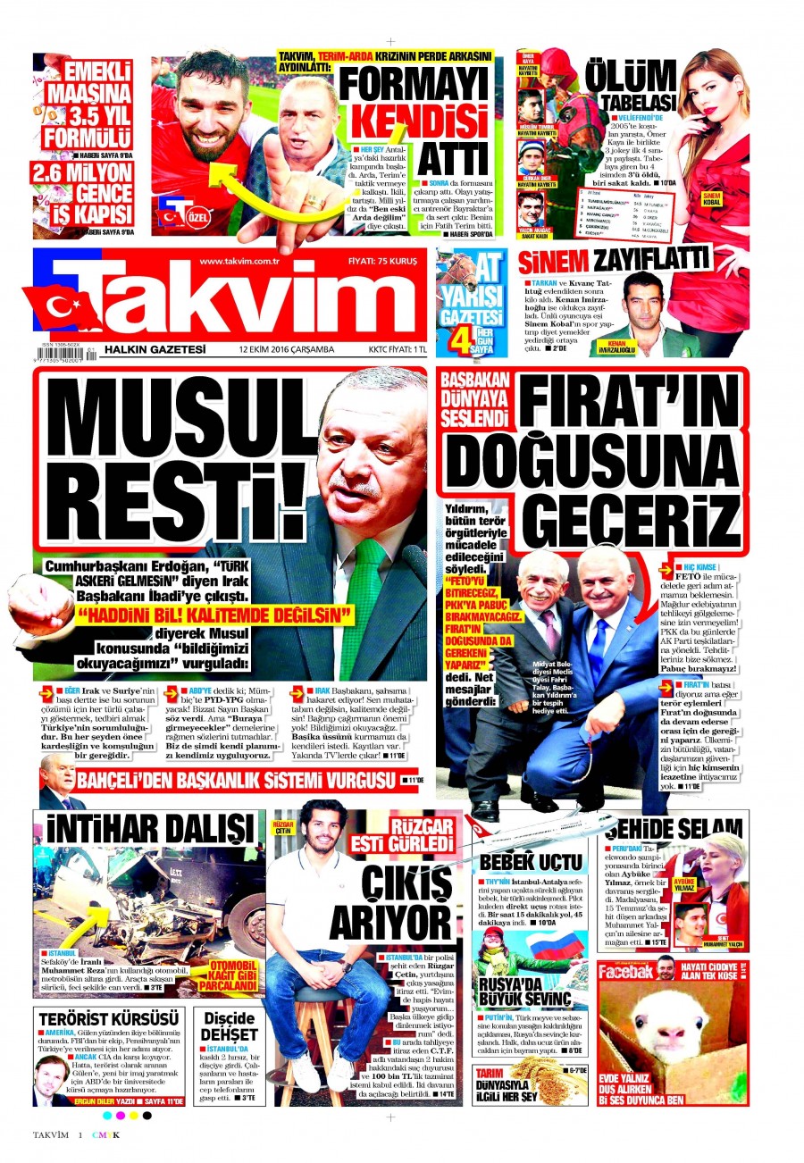 12 Ekim 2016 gazete manşetleri - 874
