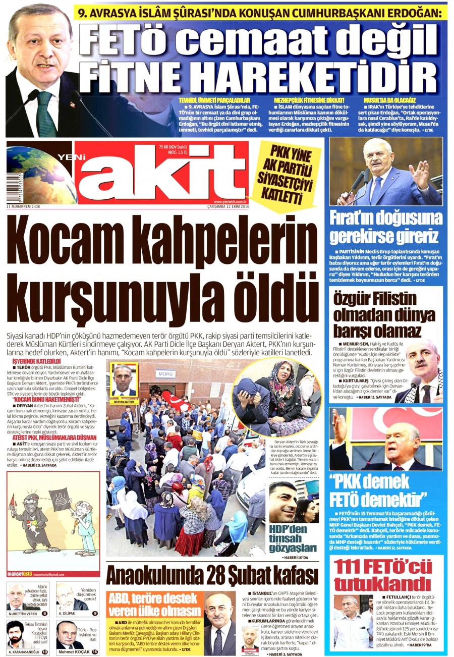 12 Ekim 2016 gazete manşetleri - 828