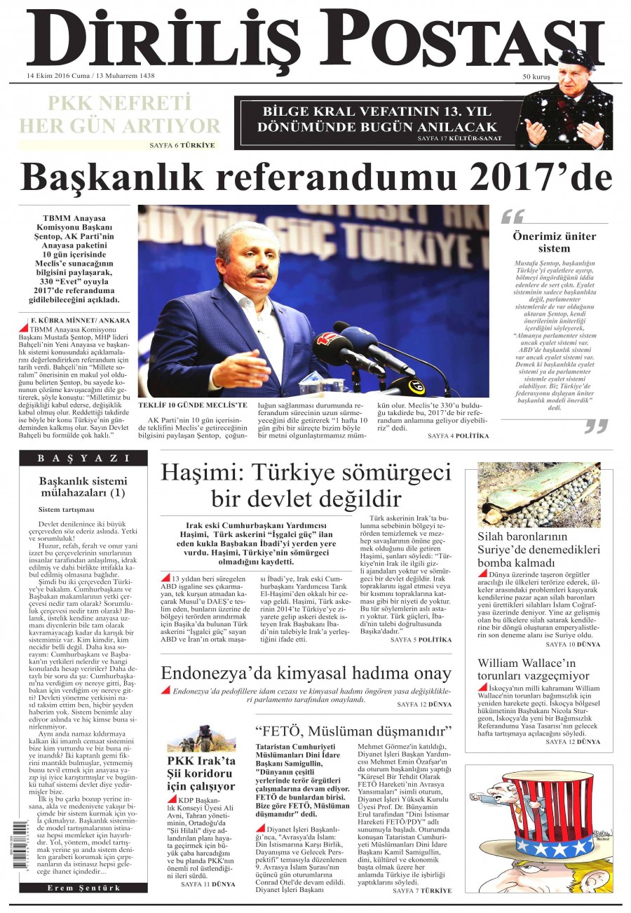 14 Ekim 2016 gazete manşetleri - 3