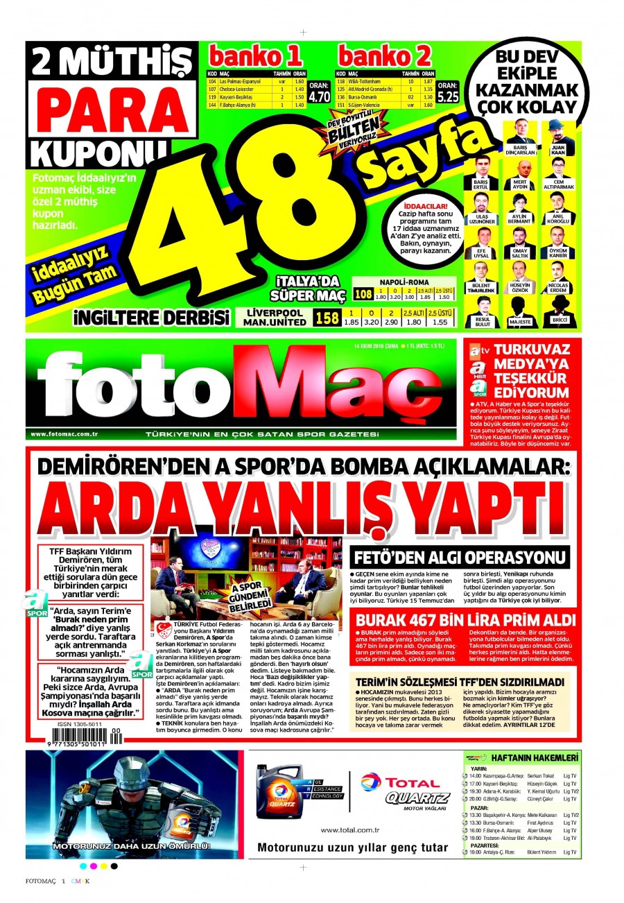 14 Ekim 2016 gazete manşetleri - 8