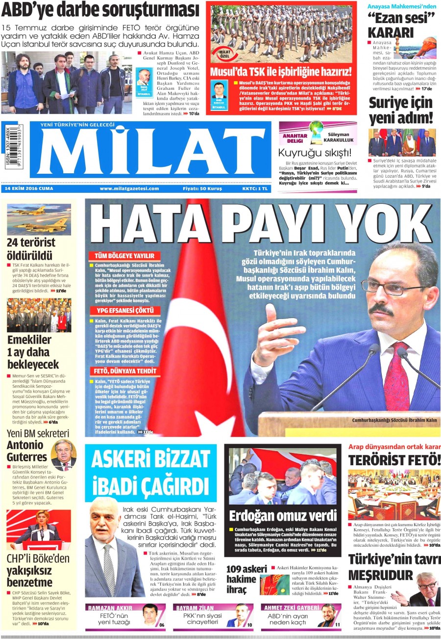 14 Ekim 2016 gazete manşetleri - 13