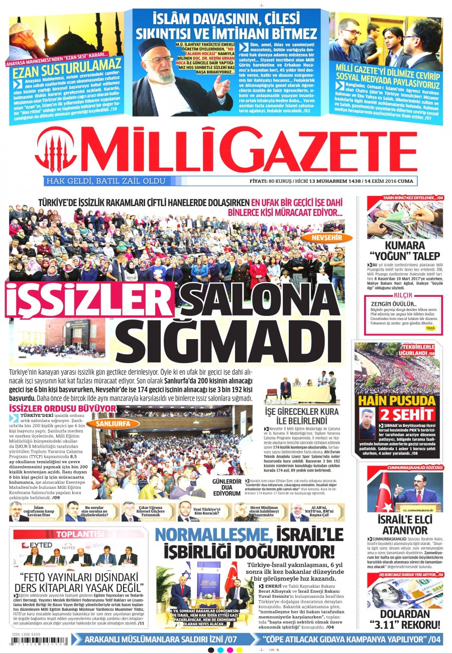 14 Ekim 2016 gazete manşetleri - 2