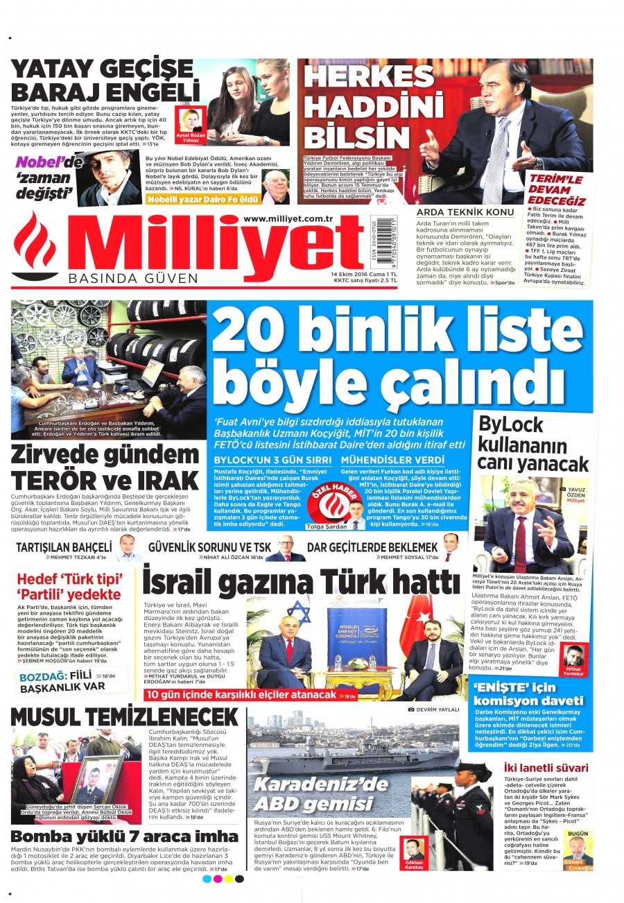 14 Ekim 2016 gazete manşetleri - 15
