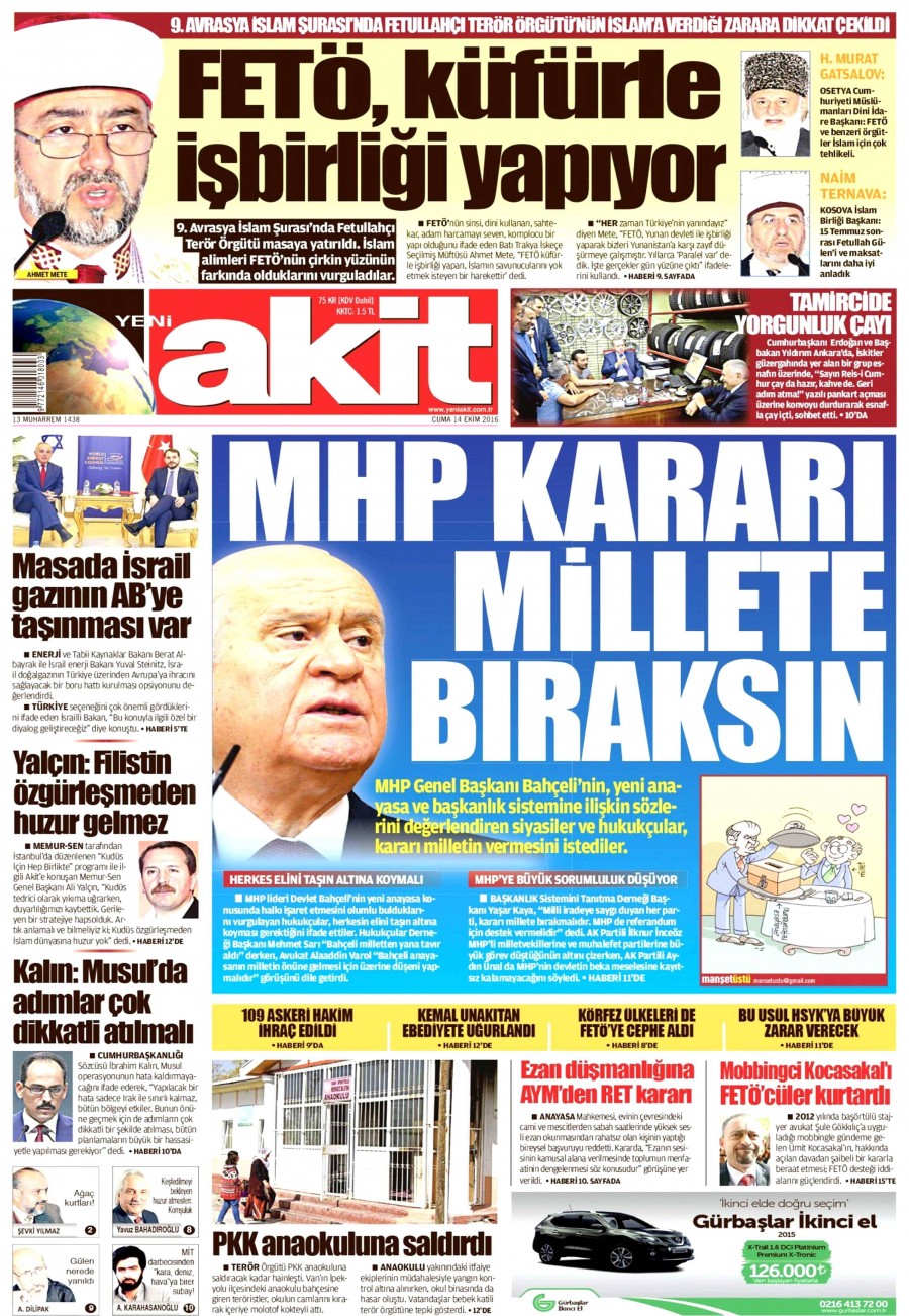 14 Ekim 2016 gazete manşetleri - 11