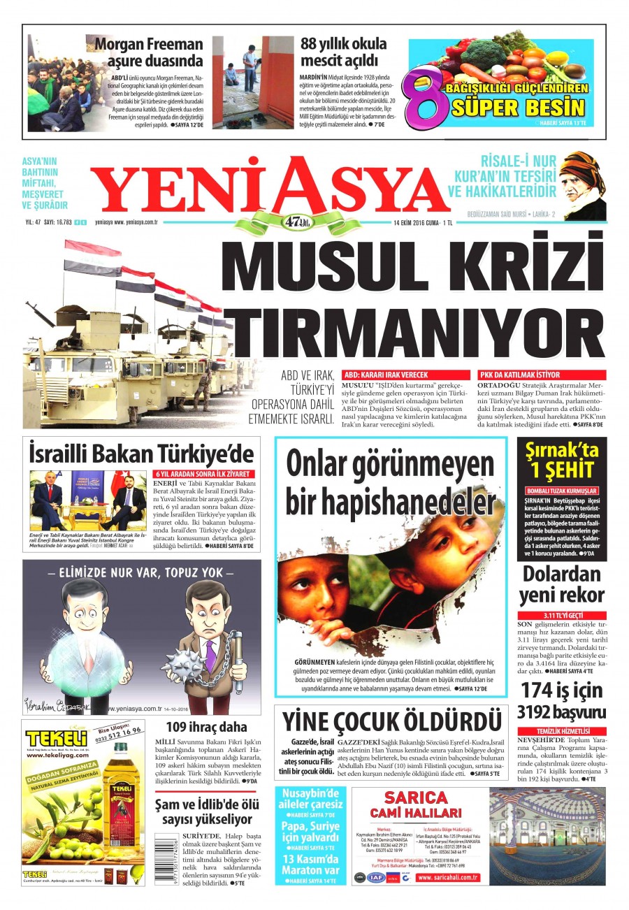 14 Ekim 2016 gazete manşetleri - 14