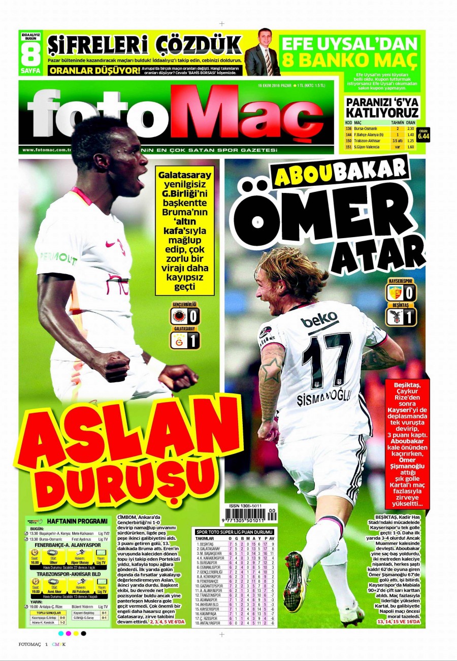 16 Ekim 2016 gazete manşetleri - 719