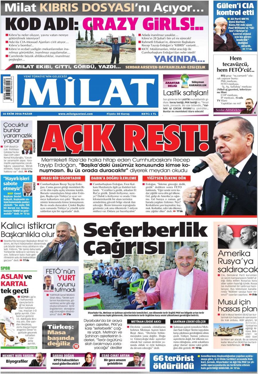 16 Ekim 2016 gazete manşetleri - 778