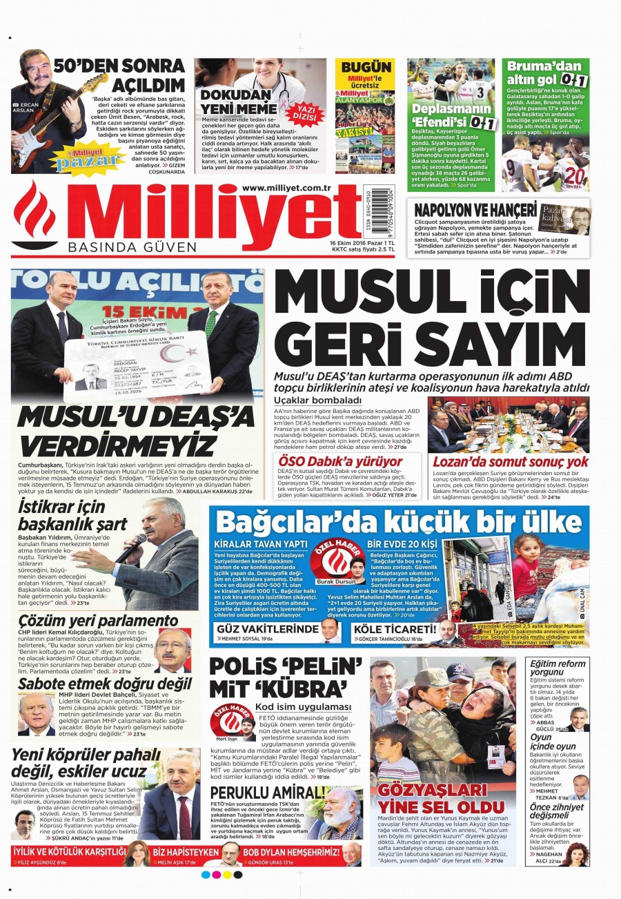 16 Ekim 2016 gazete manşetleri - 930