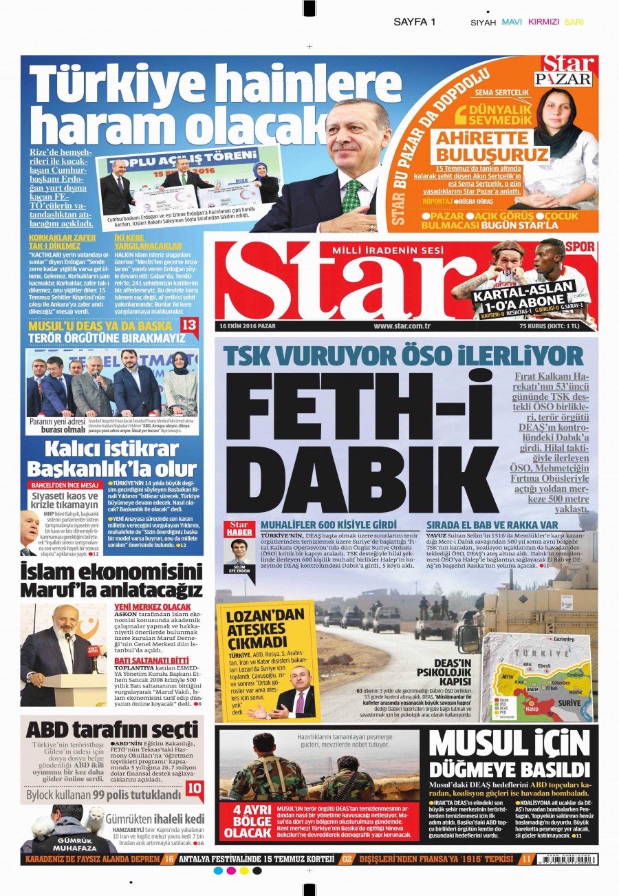 16 Ekim 2016 gazete manşetleri - 626