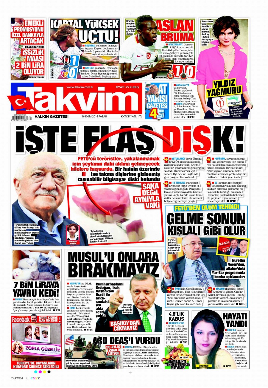 16 Ekim 2016 gazete manşetleri - 830