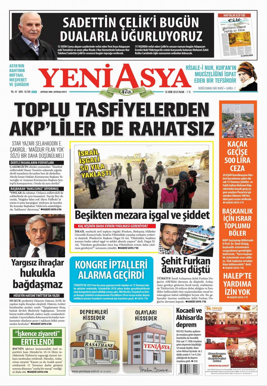 16 Ekim 2016 gazete manşetleri - 923