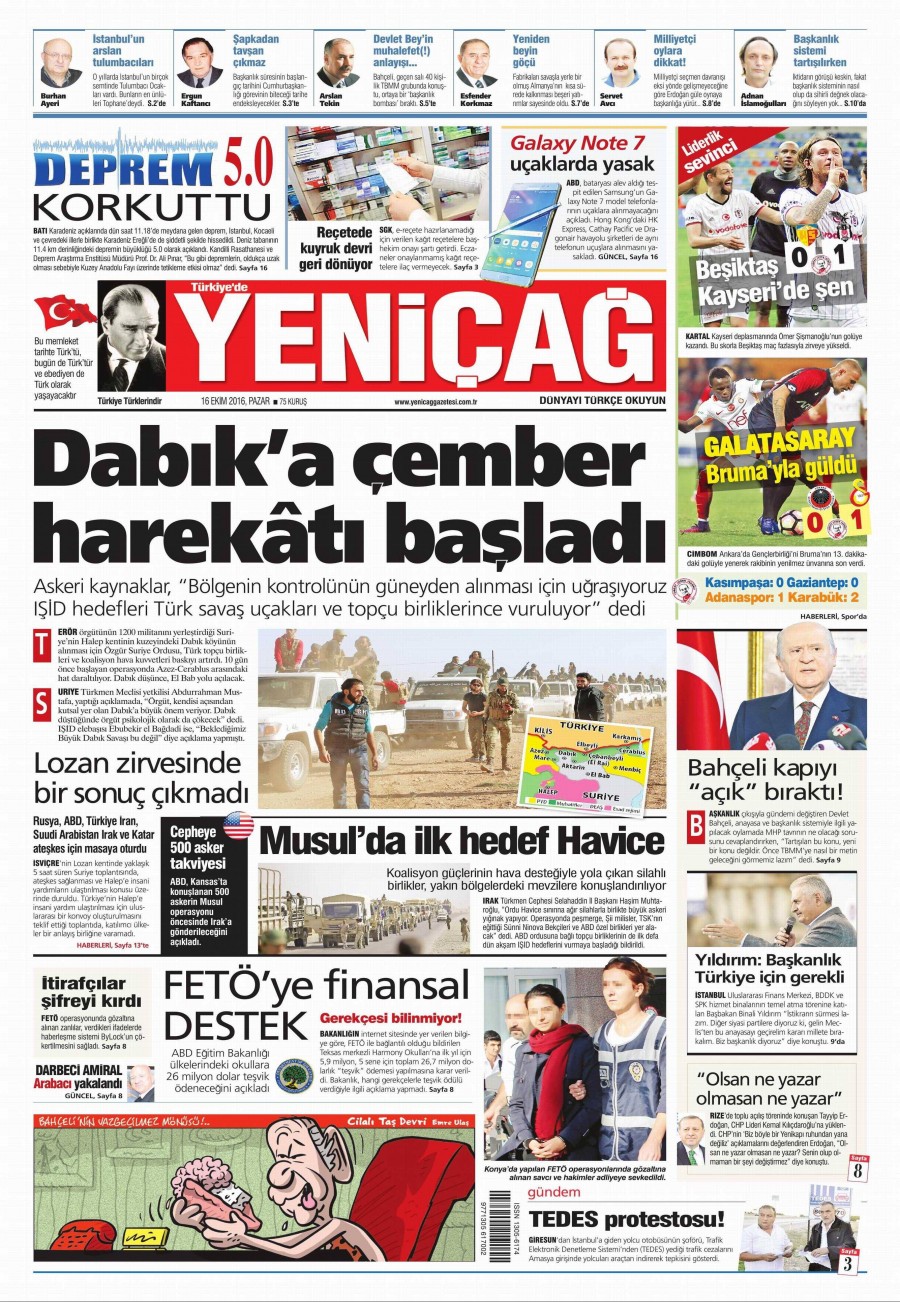 16 Ekim 2016 gazete manşetleri - 903
