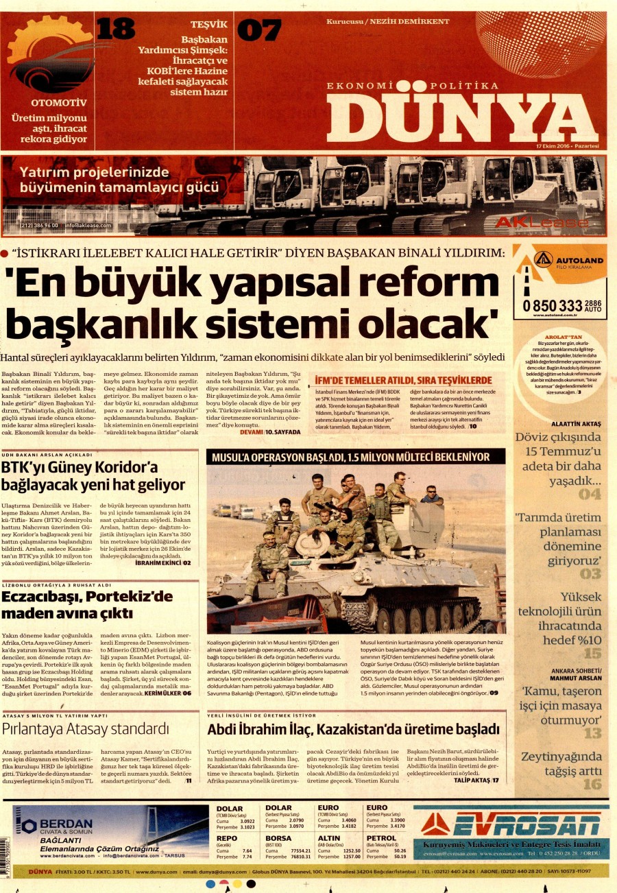 17 Ekim 2016 gazete manşetleri - 813