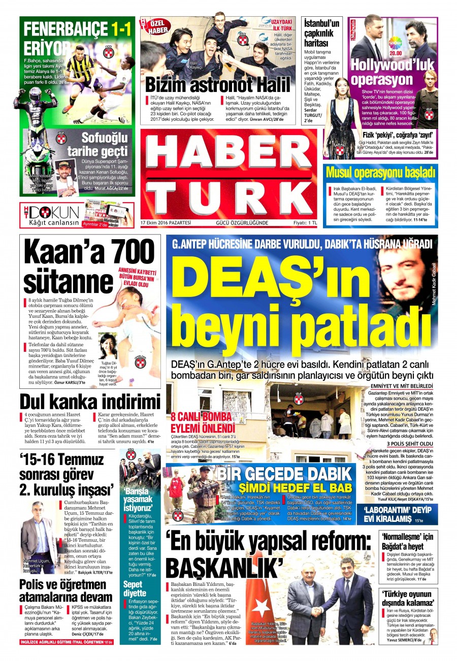 17 Ekim 2016 gazete manşetleri - 570