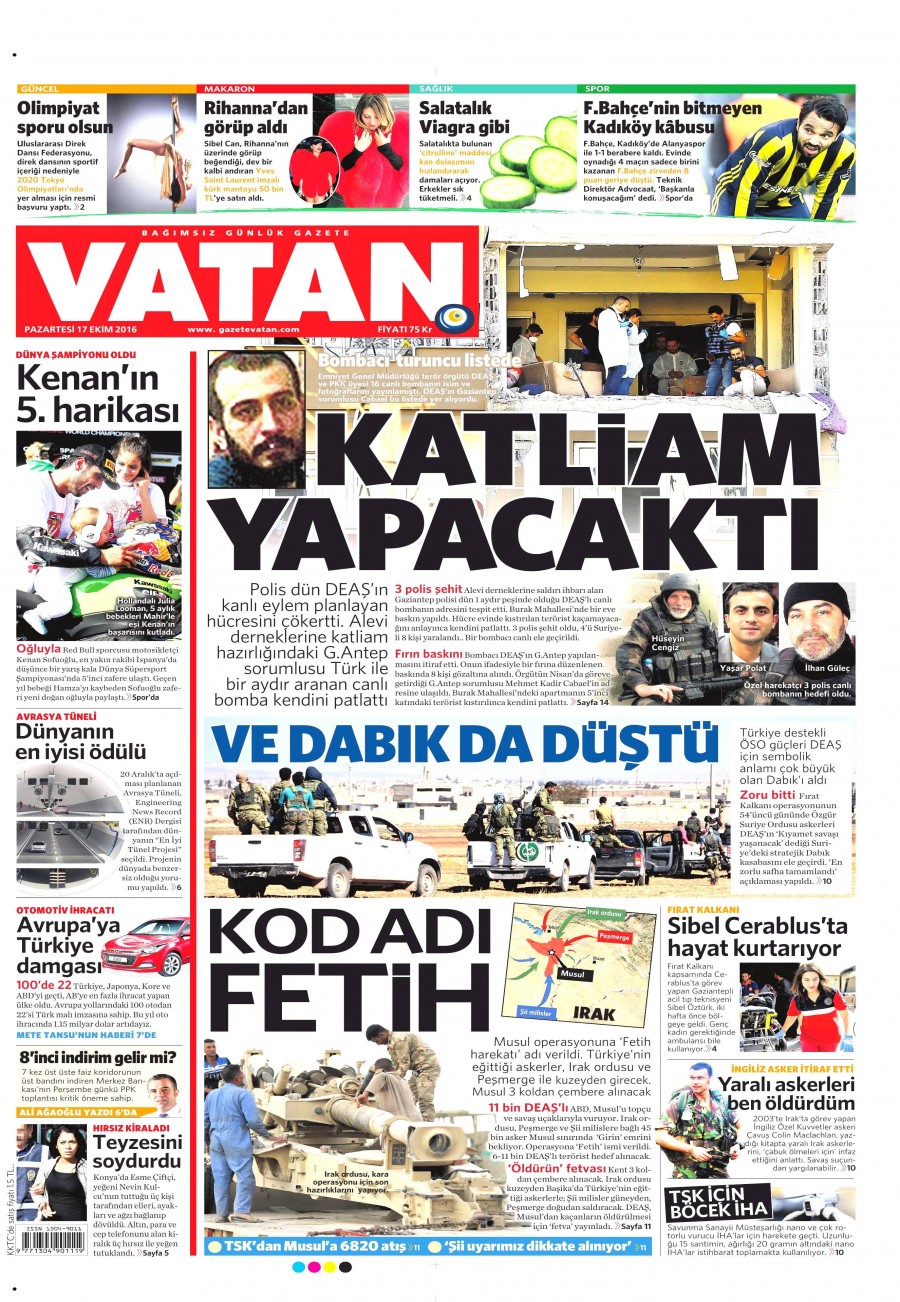 17 Ekim 2016 gazete manşetleri - 701