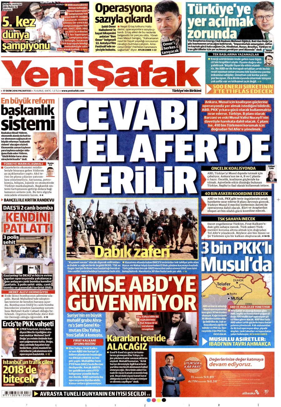 17 Ekim 2016 gazete manşetleri - 887