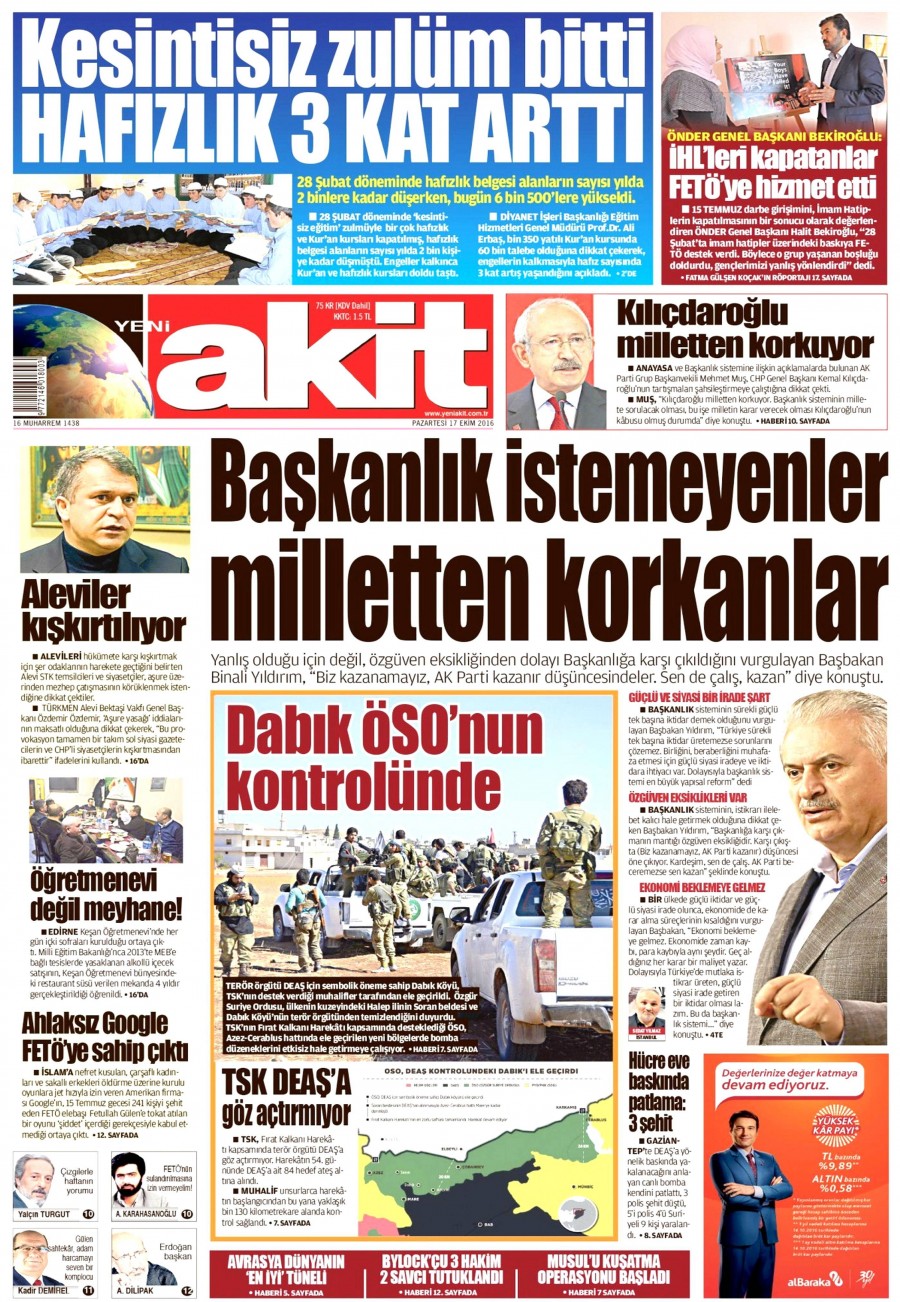 17 Ekim 2016 gazete manşetleri - 548