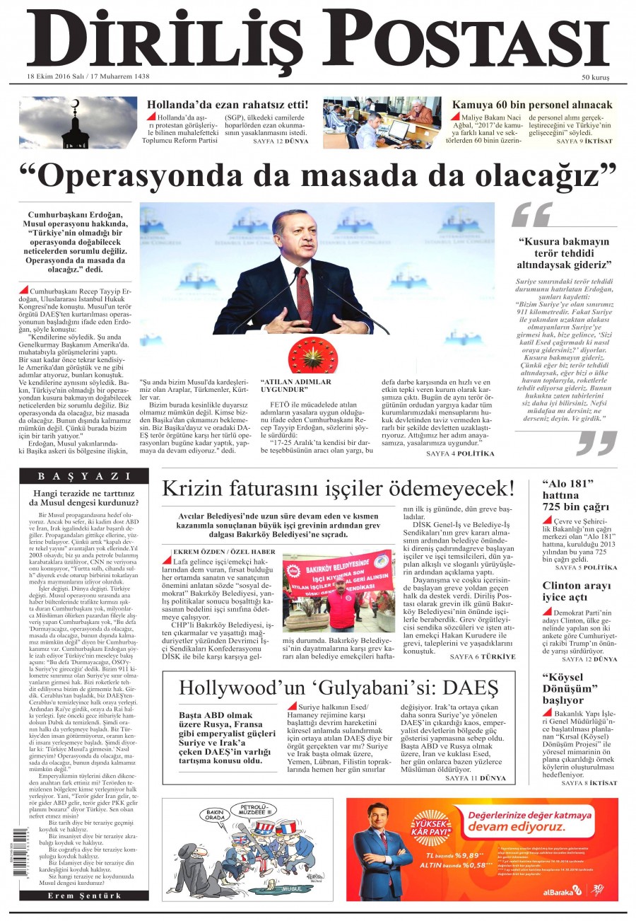 18 Ekim 2016 gazete manşetleri - 814