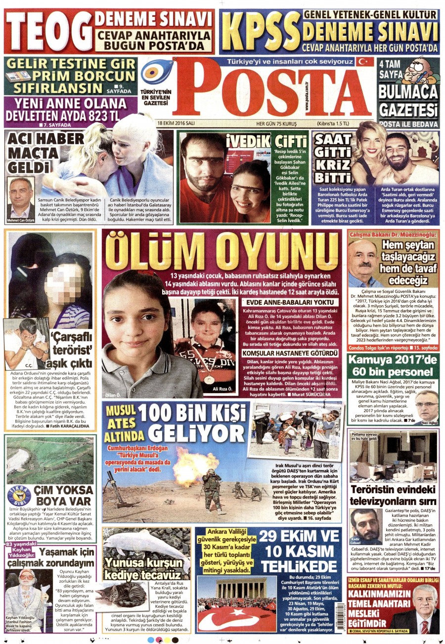 18 Ekim 2016 gazete manşetleri - 710