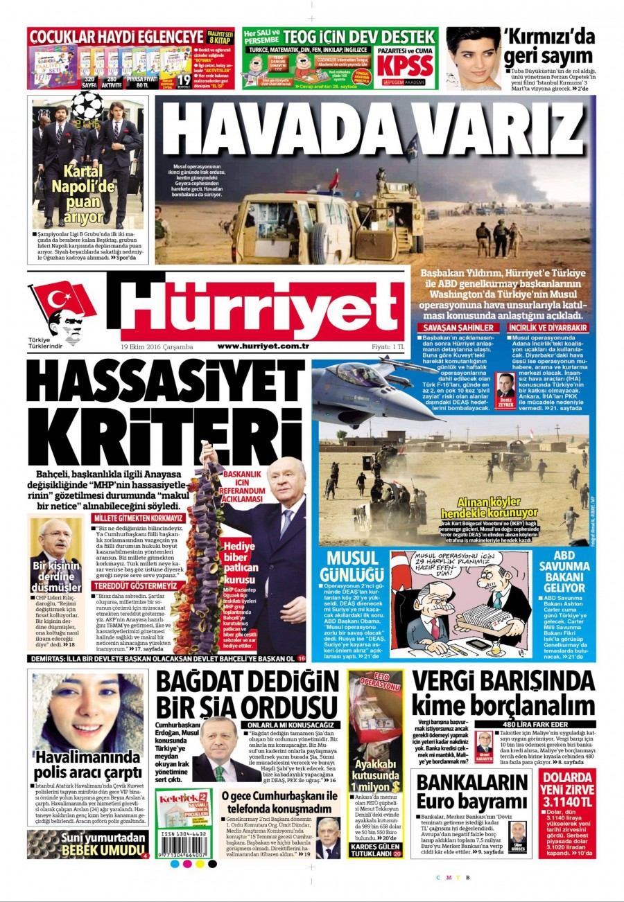 19 Ekim 2016 gazete manşetleri - 860