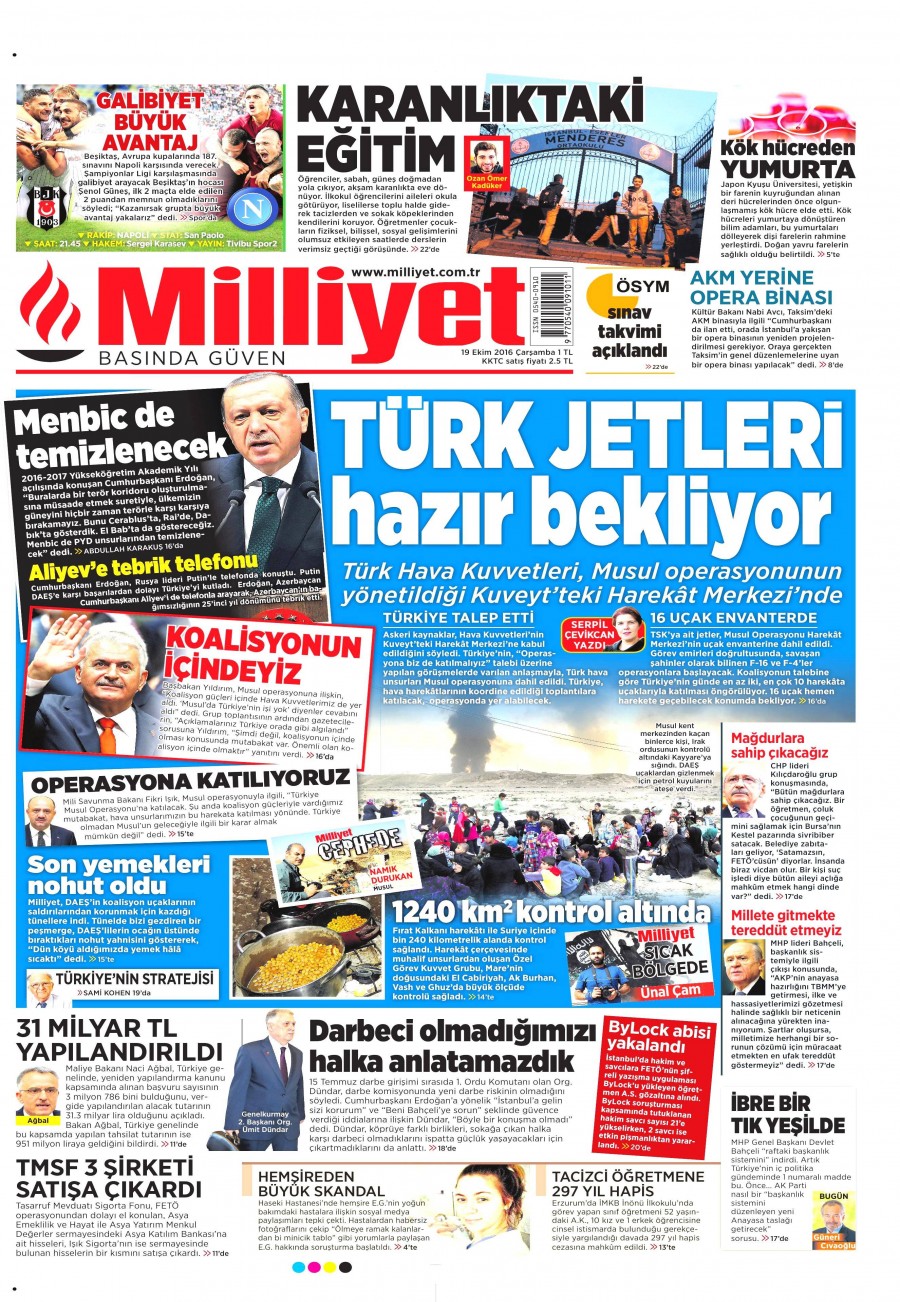 19 Ekim 2016 gazete manşetleri - 765
