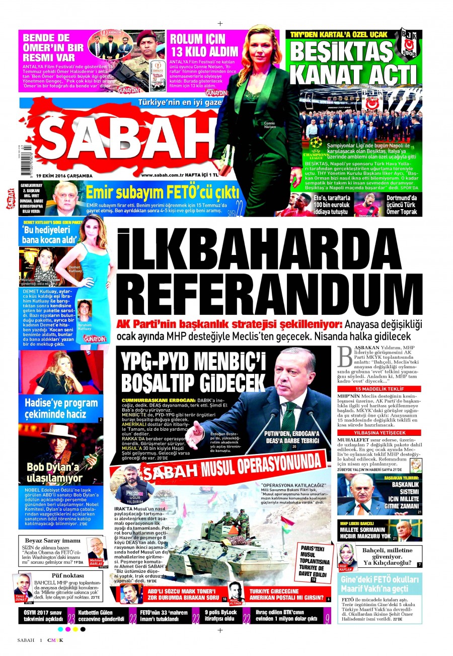 19 Ekim 2016 gazete manşetleri - 799