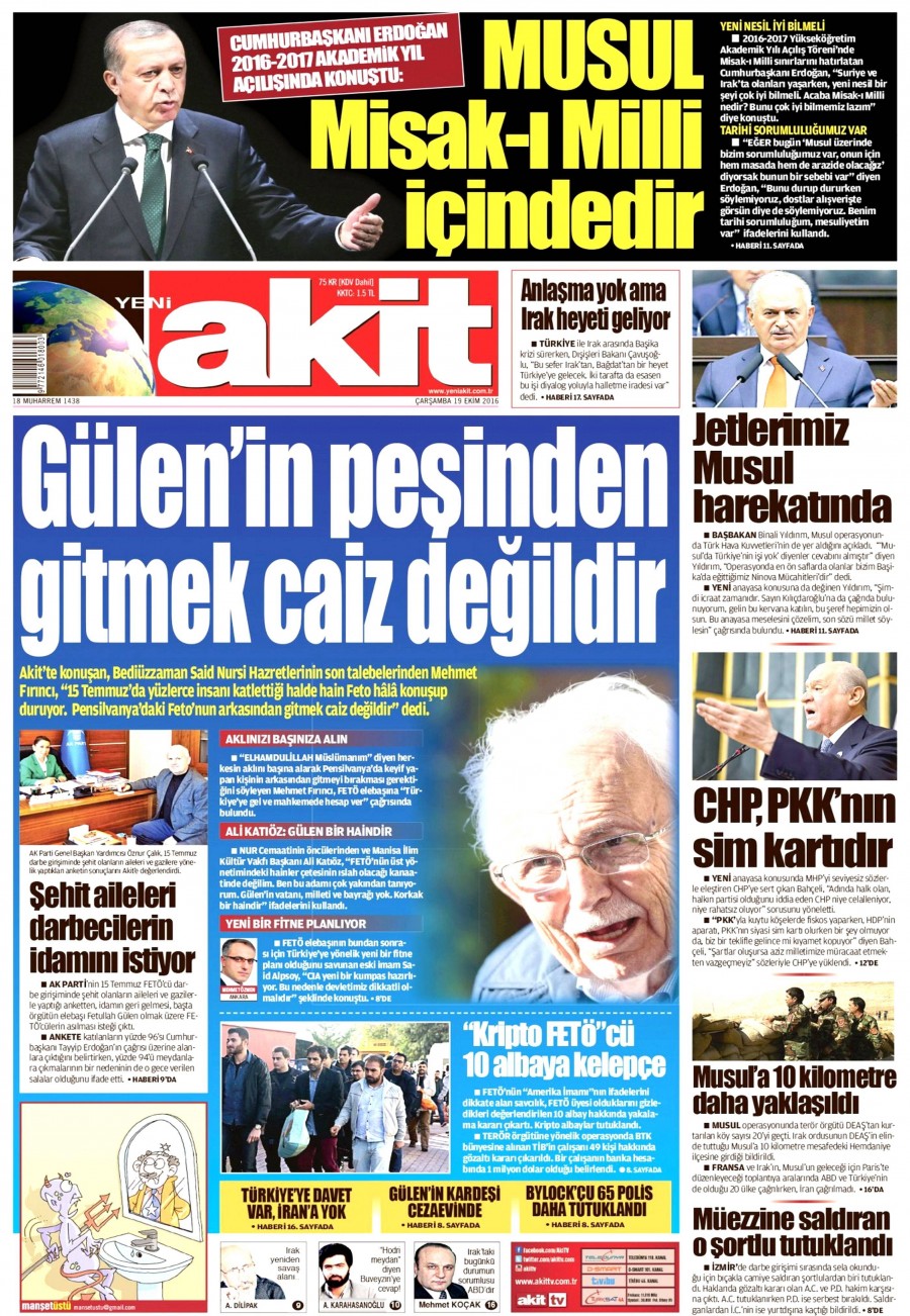 19 Ekim 2016 gazete manşetleri - 678