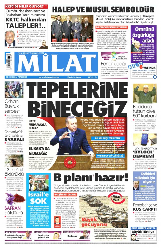 20 Ekim 2016 gazete manşetleri - 2