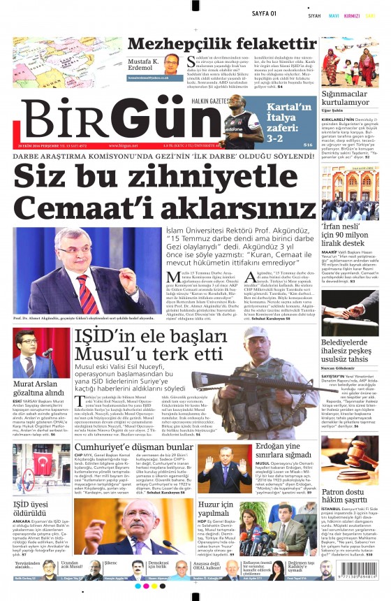 20 Ekim 2016 gazete manşetleri - 10