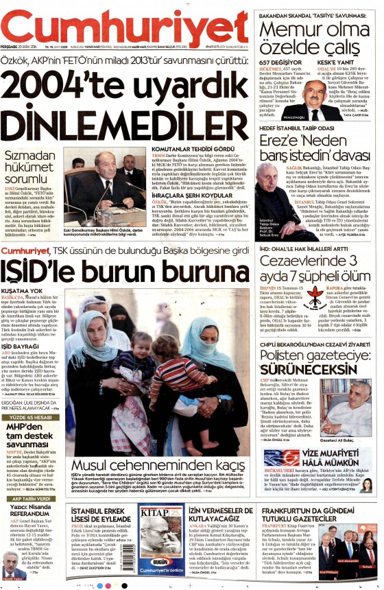 20 Ekim 2016 gazete manşetleri - 13