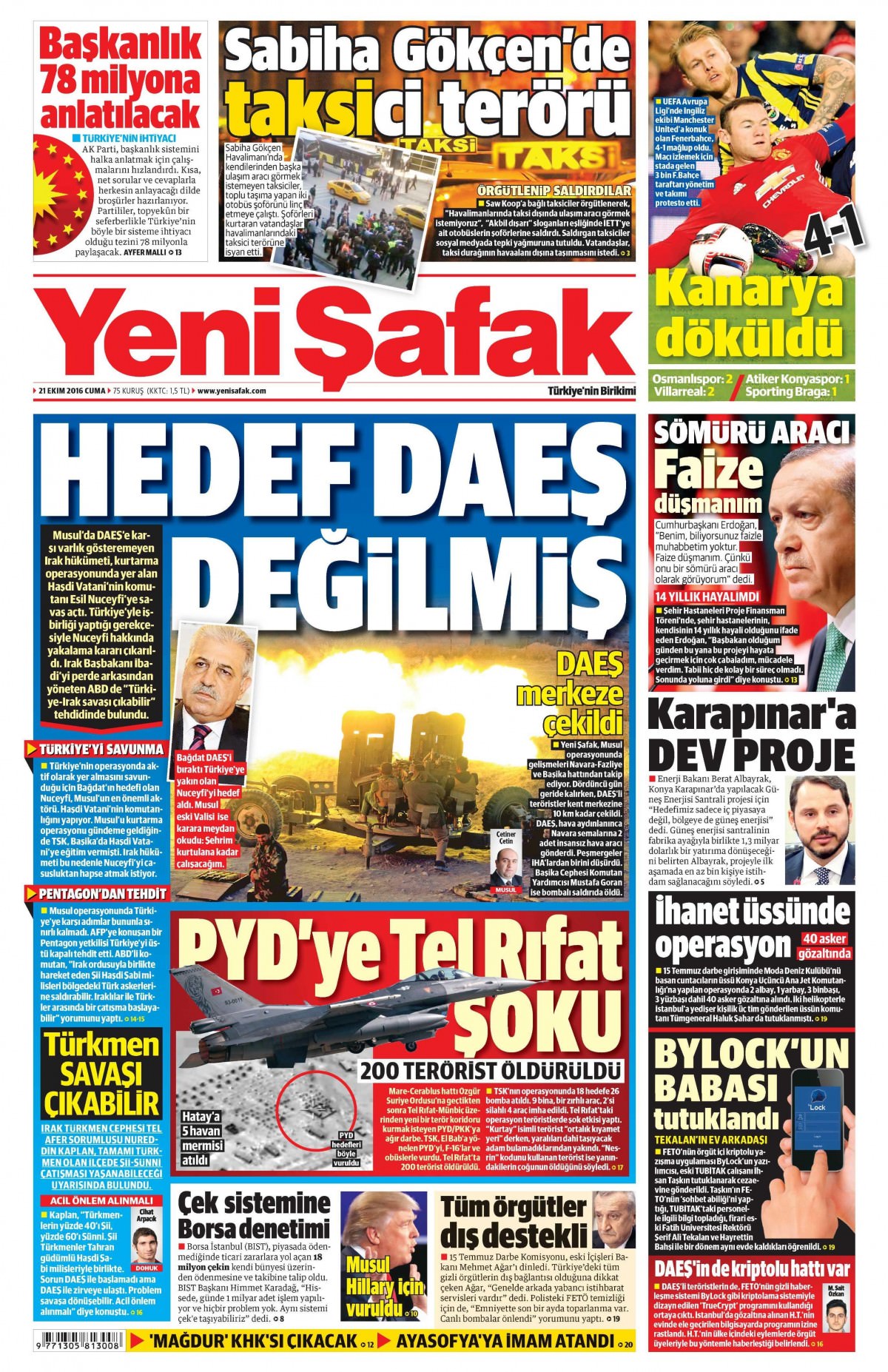 21 Ekim 2016 gazete manşetleri - 701