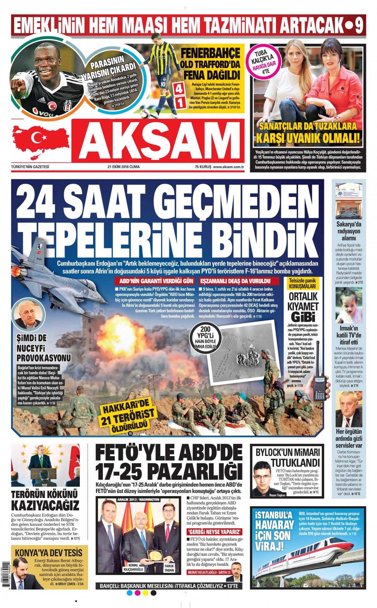 21 Ekim 2016 gazete manşetleri - 563