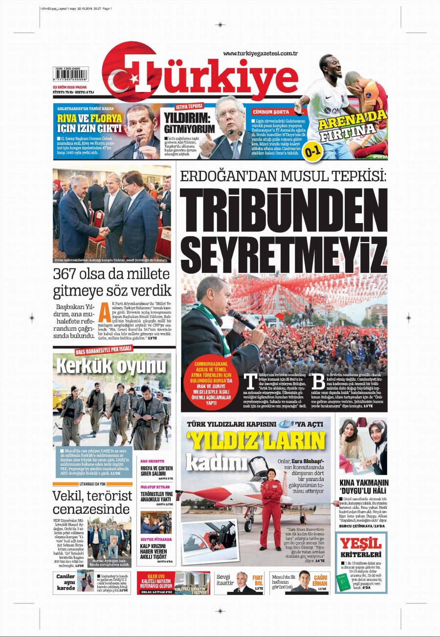 23 Ekim 2016 gazete manşetleri - 912