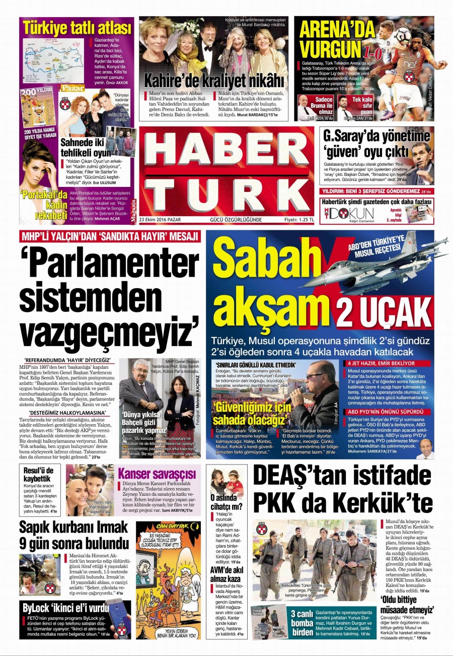 23 Ekim 2016 gazete manşetleri - 938